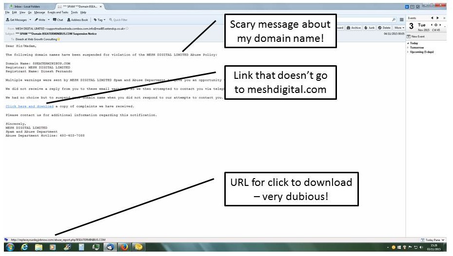 domain name phishing emails