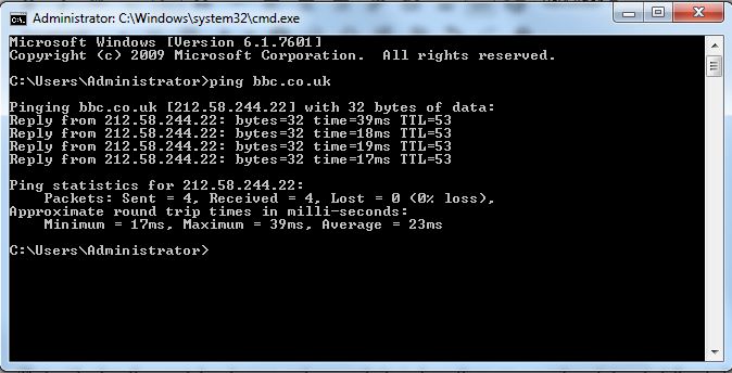 Ping a website from the CMD prompt