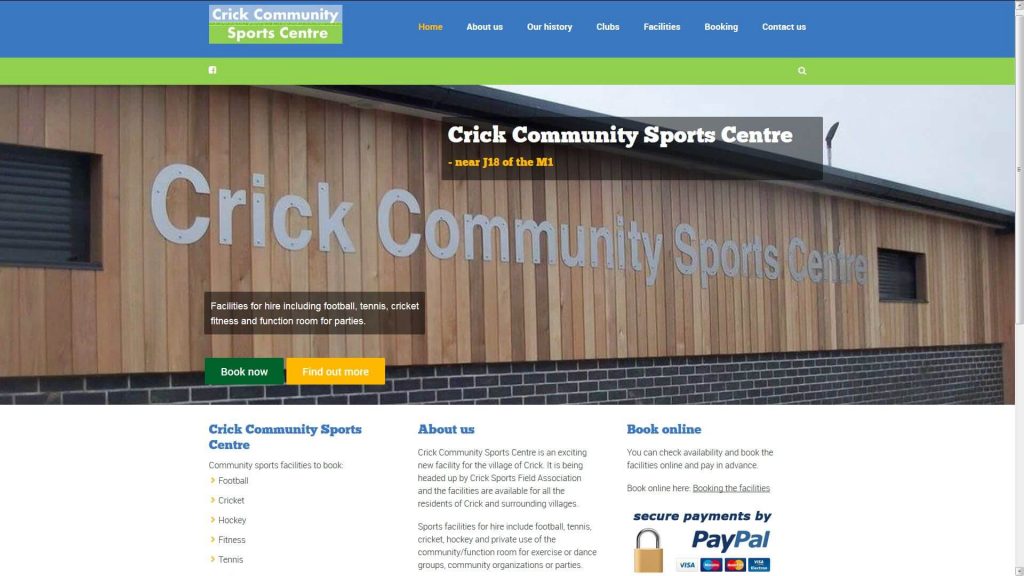 latest web design Crick Community Sports Centre