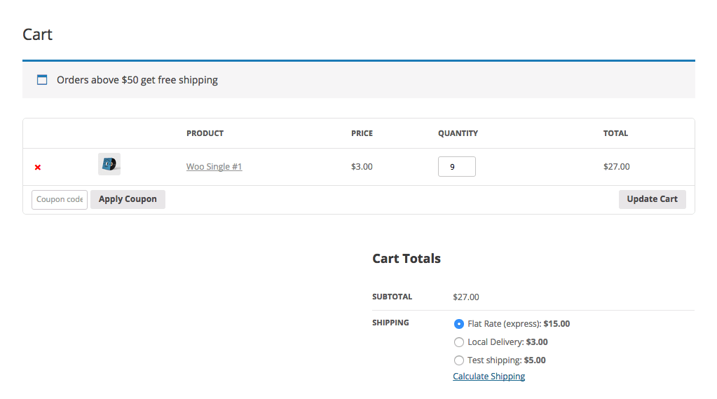 Woo Commerce shipping charges