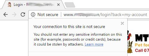 Google Chrome not secure message