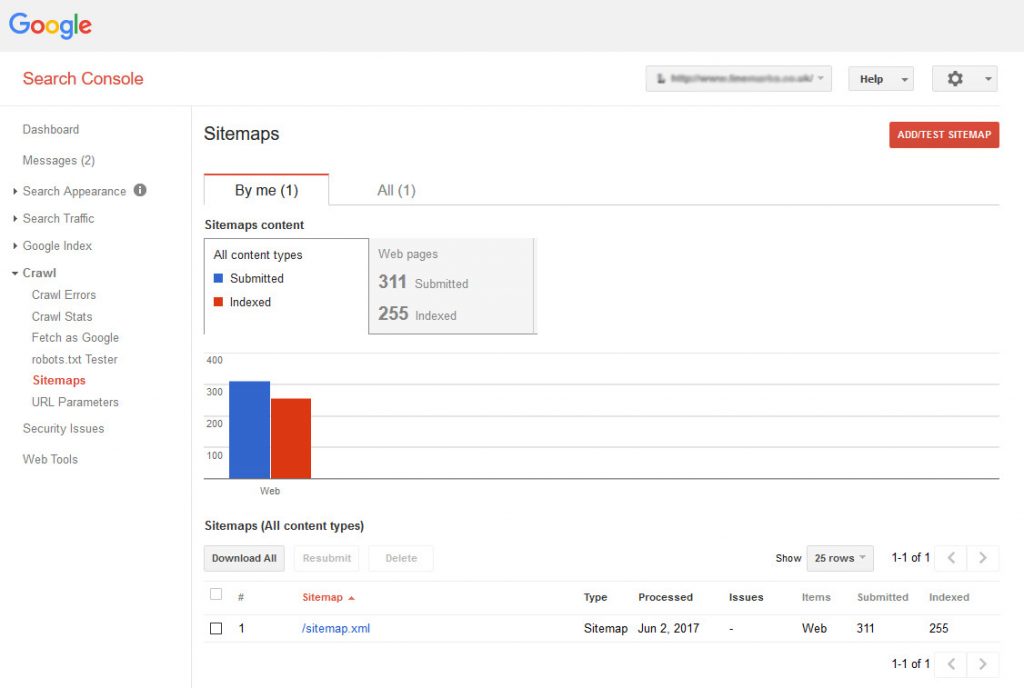 Google search console sitemap