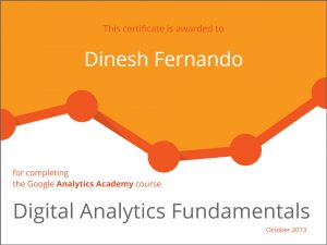 Google Digital Analytics Fundamentals certificate