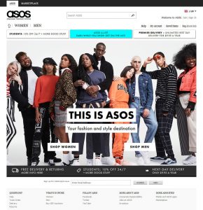 Asos home page Nov 2017