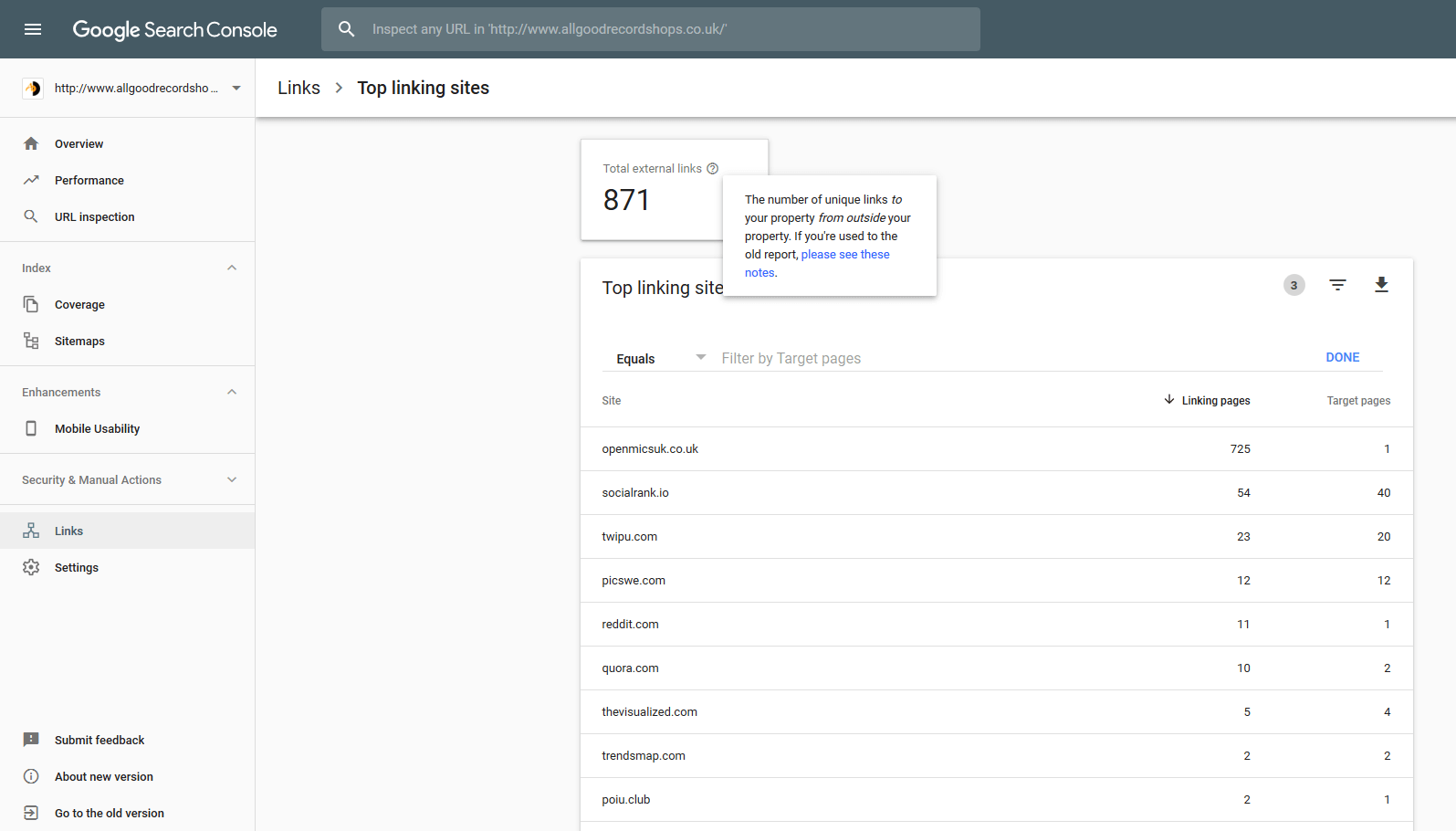 Google Search Console backlinks checker