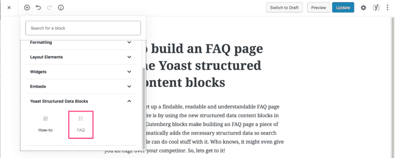 Yoast FAQ schema