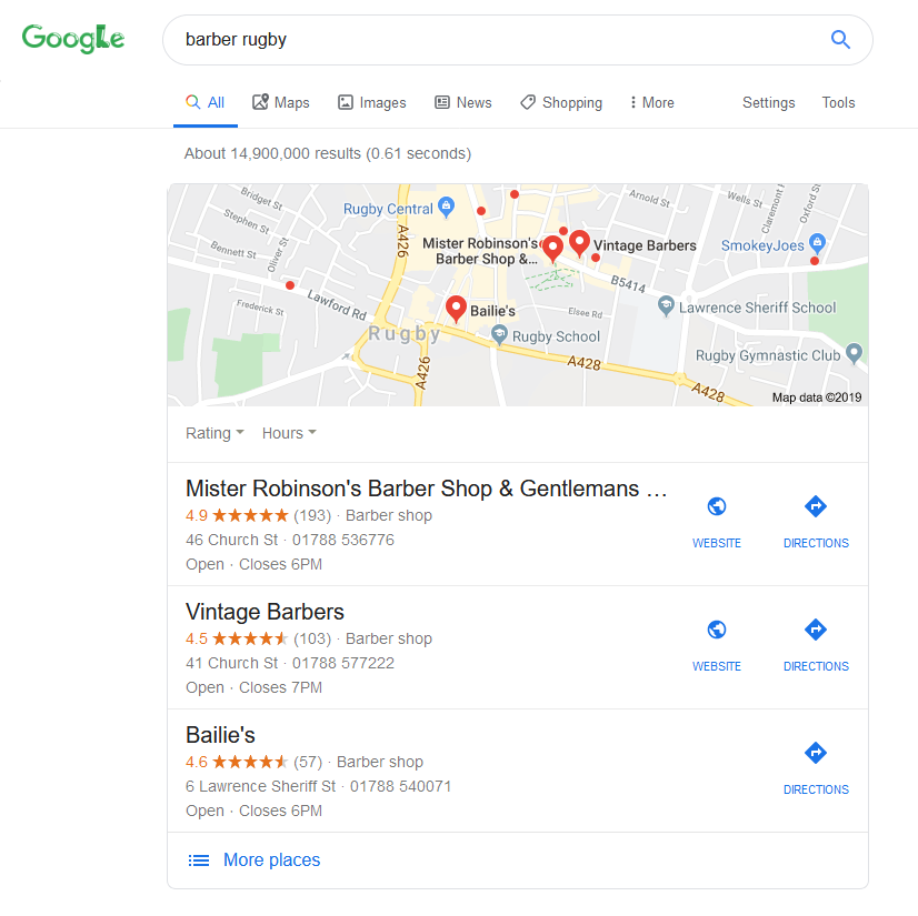 Local search in Google